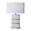 Modern Table Lamp With USB - White And Silver - HomeRoots - Table Lamps - Elite Enclave Home