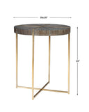 Taja - Round Accent Table - Dark Brown & Gold