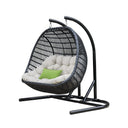 Aluminum Indoor Outdoor Swing Chair With Beige Cushion - Beige And Black
