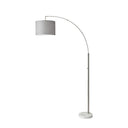 Reading Nook Floor Lamp Arc Arm Adjustable Gray Fabric Shade - Brushed Steel - HomeRoots - Floor Lamps - Elite Enclave Home
