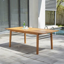 81" Solid Wood Outdoor Dining Table With Umbrella Hole - Brown
