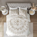 Violette - King 3 Piece Tufted Coverlet Set - Ivory / Taupe