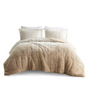 Brielle - Ombre Shaggy Long Fur Twin Comforter Mini Set - Natural