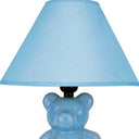 Bedside Table Lamp With Blue Empire Shade - Blue