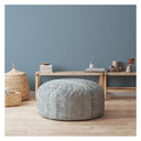 Canvas Round Abstract Pouf Cover - Blue / Gray