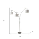 Steel Three Light Tree Floor Lamp With Solid Color Drum Shade - Silver / White - HomeRoots - Floor Lamps - Elite Enclave Home