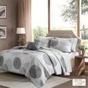 Knowles - California King Complete Reversible Coverlet And Sheet Set - Gray