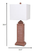 Slatted Table Lamps With Square Shade (Set of 2) - Blush Red - HomeRoots - Table Lamps - Elite Enclave Home