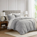 Mina - Full/Queen Waffle Weave Textured Duvet Cover Set - Light Gray