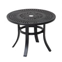 Rounded Metal Outdoor Bistro Table With Umbrella Hole - Black