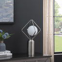 Geometric Pedestal Contemporary Table or Desk Lamp - Silver