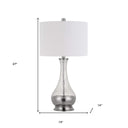 Glass And Steel Table Lamps (Set of 2) - Silver White
