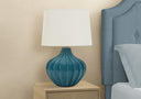 Ceramic Gourd Table Lamp With Cream Empire Shade - Blue - HomeRoots - Table Lamps - Elite Enclave Home