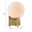 37" Metal Bedside Table Lamp With Off-White Globe Shade - Brass