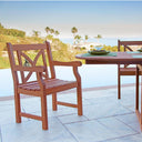 Patio Arm Chair With Cross Back Design - Brown