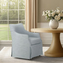 London - Upholstered Skirted Dining Arm Chair With Hidden Casters - Light Blue - Martha Stewart - Arm Chairs - Elite Enclave Home