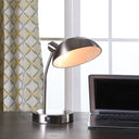 Desk Table Lamp With Gray Bowl Shade - Silver