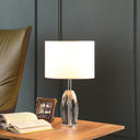Faceted Crystal Urn Table Lamp With White Drum Shade - Chrome