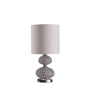 Faux Crystal Double Orb Table Lamp With White Classic Drum Shade - Chrome