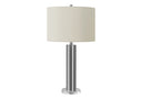 Acrylic Cylinder Table Lamp With Ivory Drum Shade - Silver Metallic - HomeRoots - Table Lamps - Elite Enclave Home