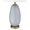 Glass Table Lamp With White Drum Shade - Light Gray