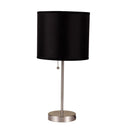 Metal Candlestick Table Lamp With Black Classic Drum Shade - Silver