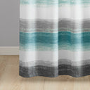 Saben - Stripe Print Shower Curtain - Aqua / Gray