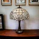 12" x 21" x 23" Metal Two Light Candlestick Table Lamp With White Shade - Dark Brown