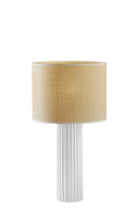 24" Ceramic Cylinder Table Lamp With Beige Drum Shade - White - HomeRoots - Table Lamps - Elite Enclave Home