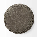 Wool Cylindrical Pouf With Diamond Pattern - Brown