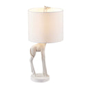 Textured Giraffe Table Lamp With White Drum Shade - White