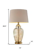 Metal Bedside Table Lamp With Tan Shade - Bronze