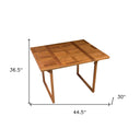 45" Solid Wood Folding Outdoor Side Table - Brown