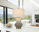 24" Metal Two Light Desk Table Lamps With White Globe Shade (Set of 2) - Silver