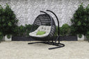 Aluminum Indoor Outdoor Swing Chair With Beige Cushion - Beige And Black