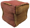 Jute Cube Pouf Ottoman - Pink And Orange - HomeRoots - Accent Poufs - Elite Enclave Home
