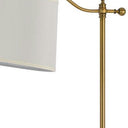 Adjustable Height Swing Arm Floor Lamp With White Fabric Shade - Bronze - HomeRoots - Floor Lamps - Elite Enclave Home