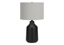 Concrete Urn Table Lamp With Gray Drum Shade - Black - HomeRoots - Table Lamps - Elite Enclave Home