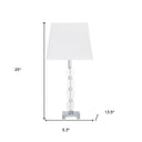 Crystal Geo Cubed Table Lamp With Sharp Corner Square Tapered Shade - Clear White