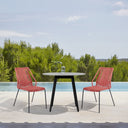 3 Piece Round Stone Dining Set With Two Chairs - Gray And Red