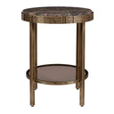 Cusano - Round Dark Marble Accent Table - Brass / Brown