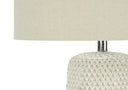 Ceramic Geometric Table Lamp With Beige Drum Shade - Cream - HomeRoots - Table Lamps - Elite Enclave Home