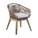Wood Solid Wood Outdoor Dining Chair With Gray Cushion - Gray And Natural