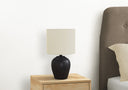 17" Ceramic Round Table Lamp With Ivory Drum Shade - Black - HomeRoots - Table Lamps - Elite Enclave Home