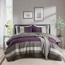 Boulder Stripe - Full/Queen Pieced Comforter Set - Purple - Super Listing - Comforters & Sets - Elite Enclave Home