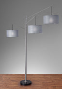 Three Light Tree Floor Lamp With Gray Solid Color Drum Shade - Black - HomeRoots - Floor Lamps - Elite Enclave Home
