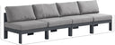 Nizuc - Outdoor Patio 4 Seat Armless Modular Sofa With Gray Frame - Meridian Furniture - Stationary Sectionals- Elite Enclave Home