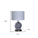 Translucent Glass Globe LED Table Lamp With Drum Shade - Nickel White