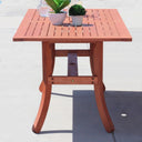 59" Solid Wood Outdoor Dining Table With Umbrella Hole - Brown