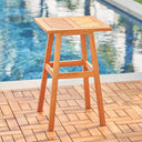 18" Square Solid Wood Outdoor Side Table - Natural